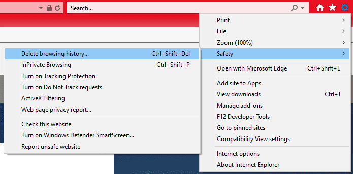IE1 Cleaning Cache
