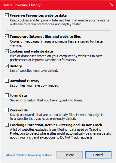 IE2 Cleaning Cache
