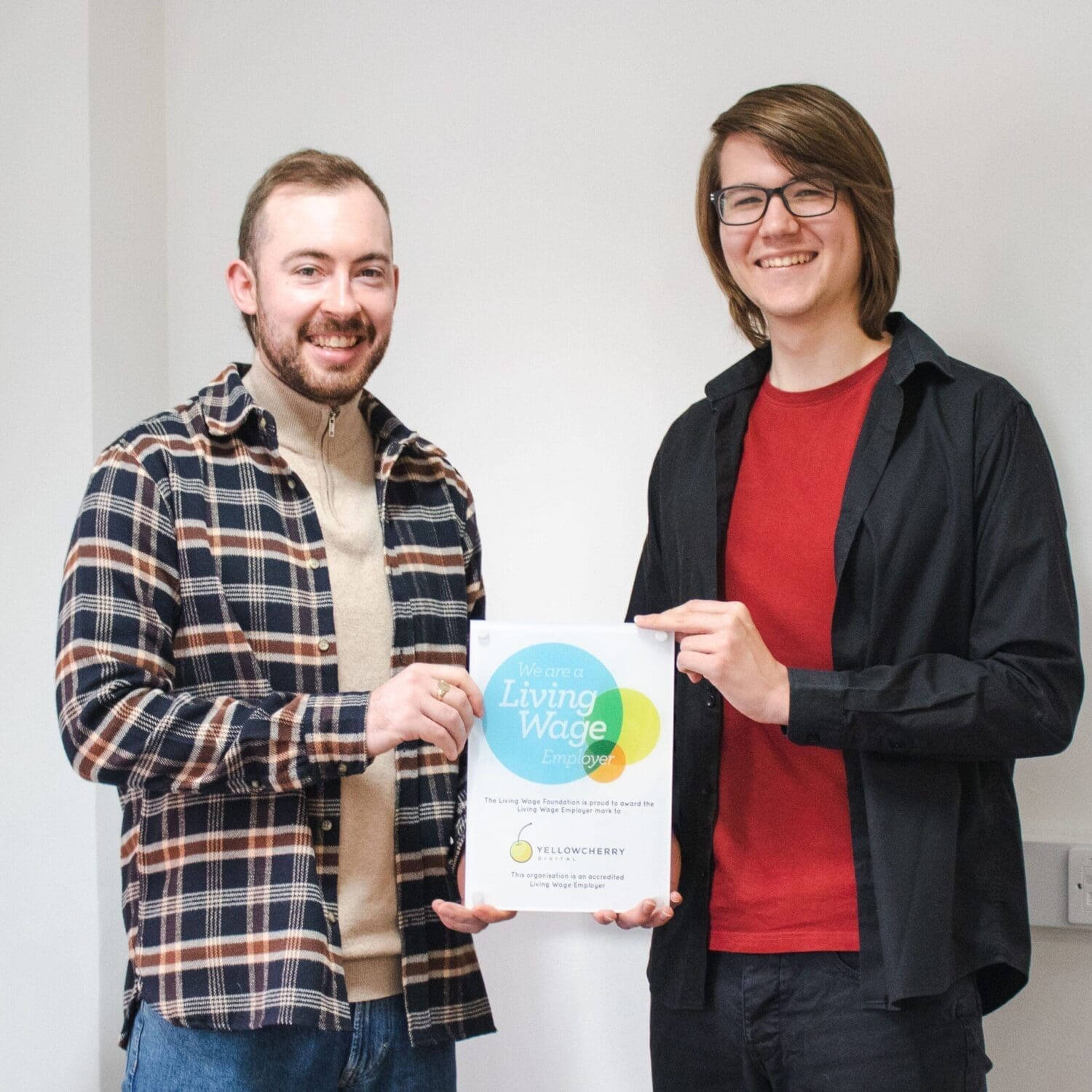 Living Wage Award with Ruaridh ( Senior Designer ), and Jason ( Junior Designer )