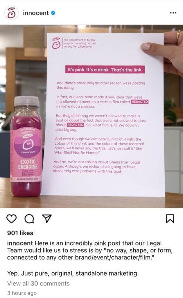 Marketing example from the brand Innocent