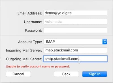 Apple Mail - incoming and outgoing mail server details